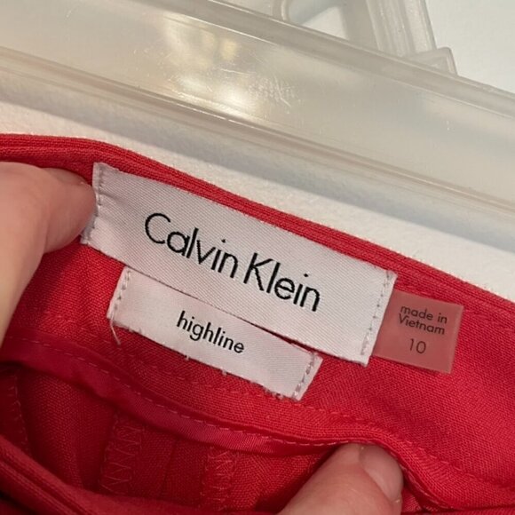 CALVIN KLEIN CK Skinny Highline Pants Coral Pink Red Tapered Leg Cropped Ankle - Picture 6 of 13